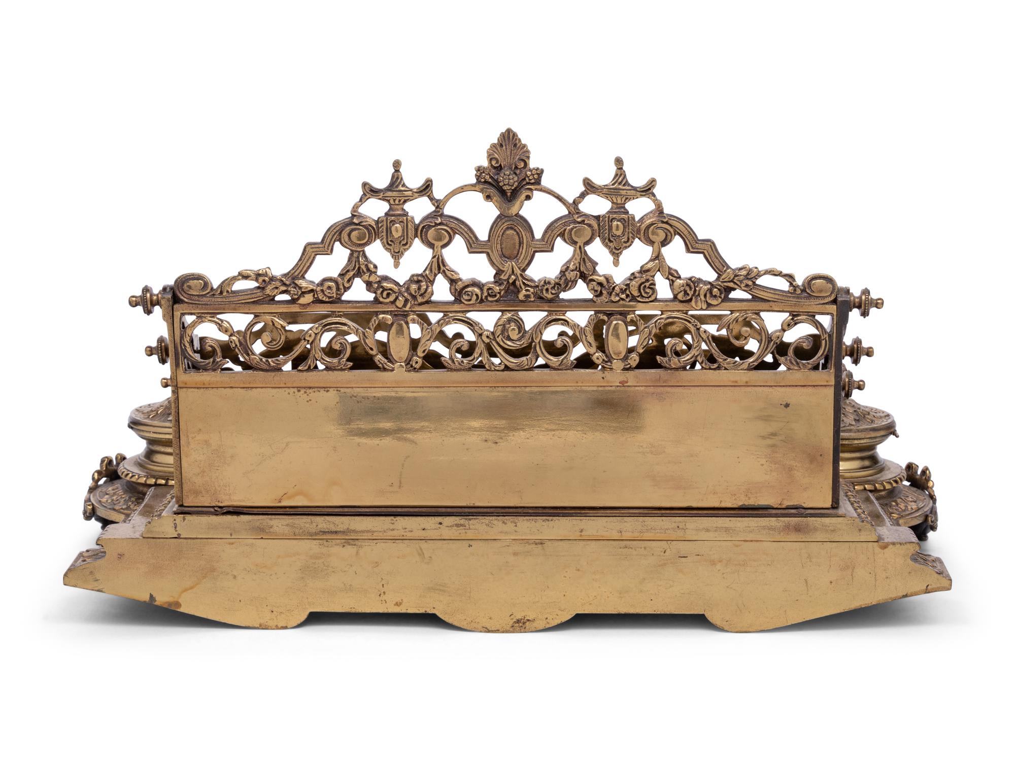 A Victorian Brass Ink and Letter Stand