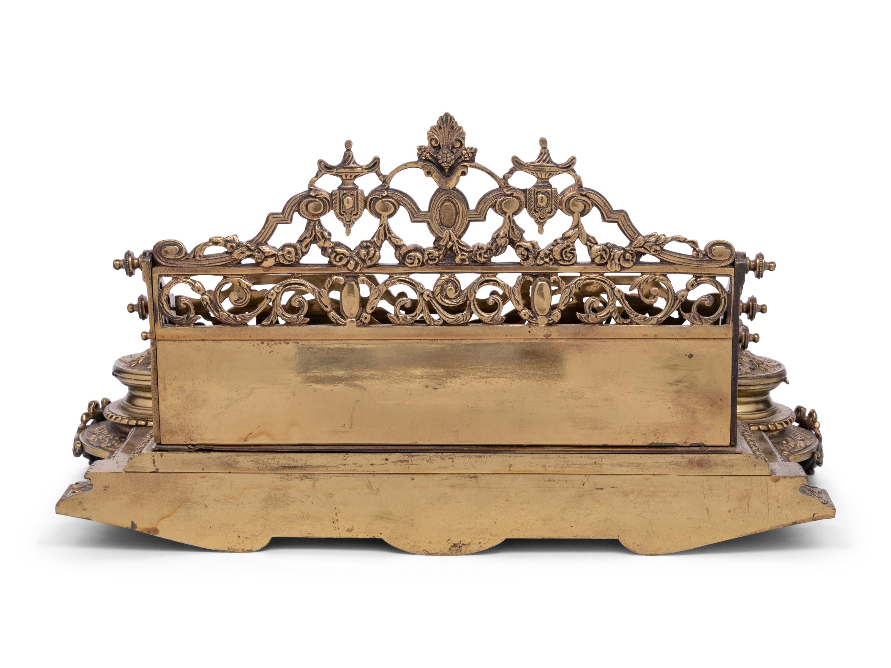 A Victorian Brass Ink and Letter Stand