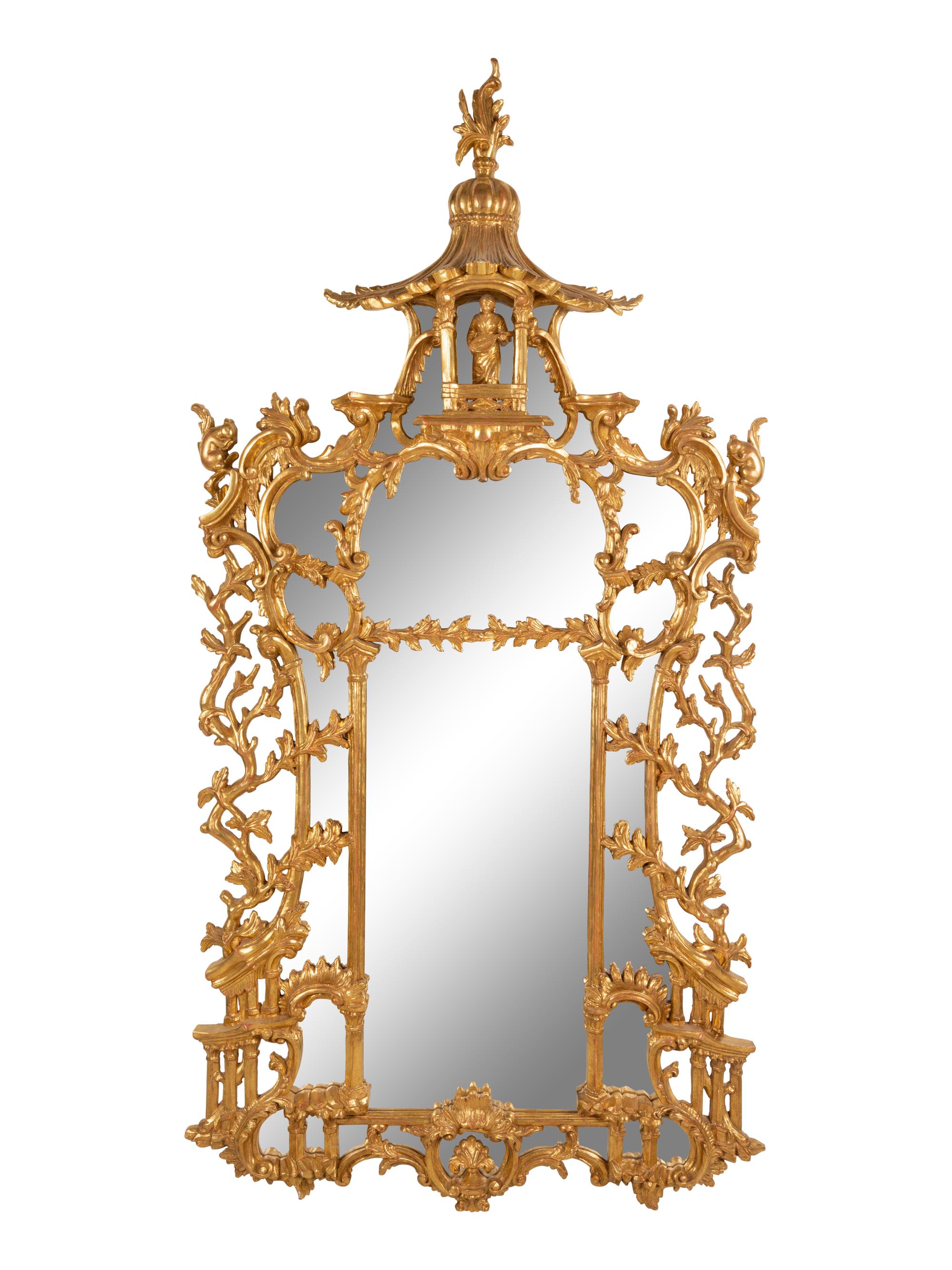 A Chinese Chippendale Style Giltwood Mirror