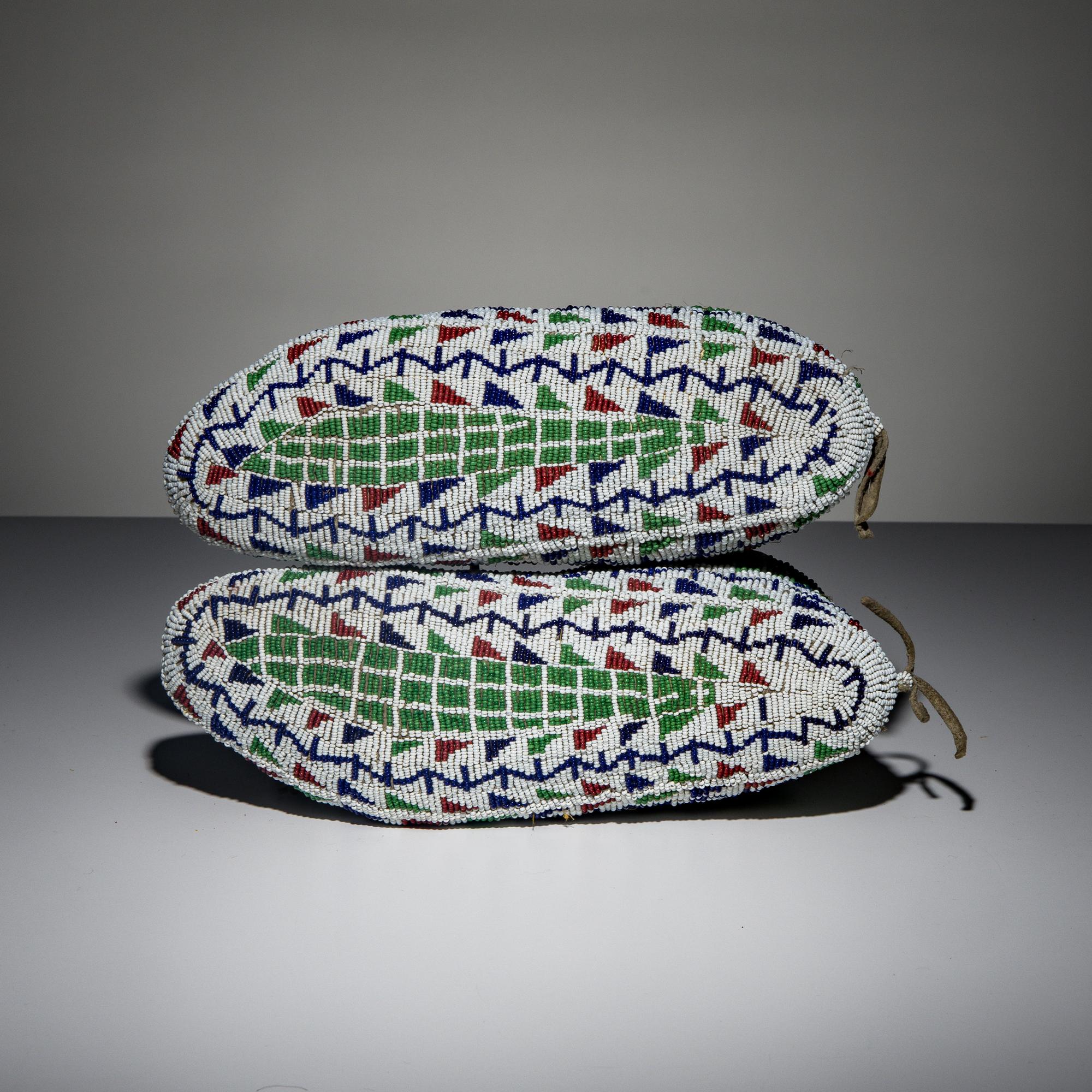 Sioux Fully Beaded Hide Moccasins