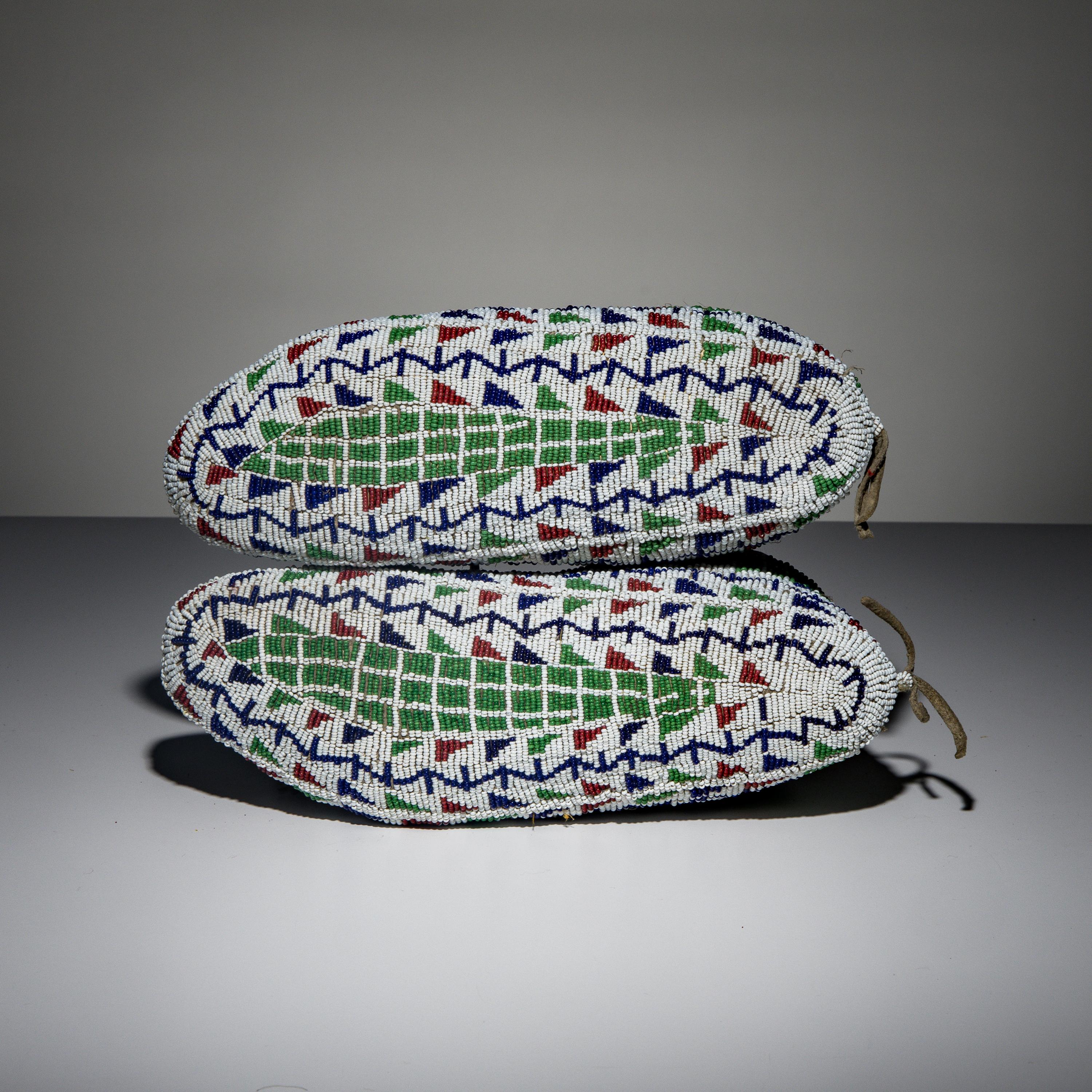 Sioux Fully Beaded Hide Moccasins