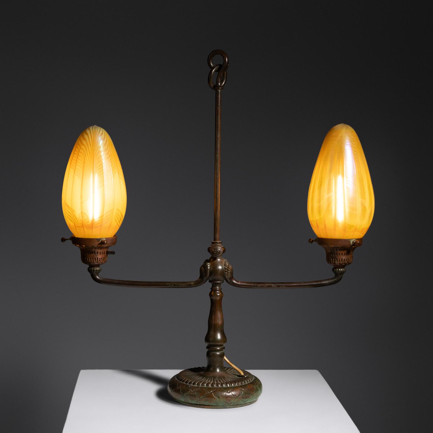 Two-Light Student Lamp Tiffany Studios, USA