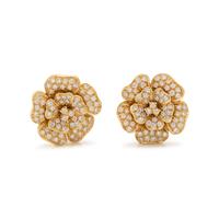 YELLOW GOLD AND DIAMOND FLOWER EARCLIPS