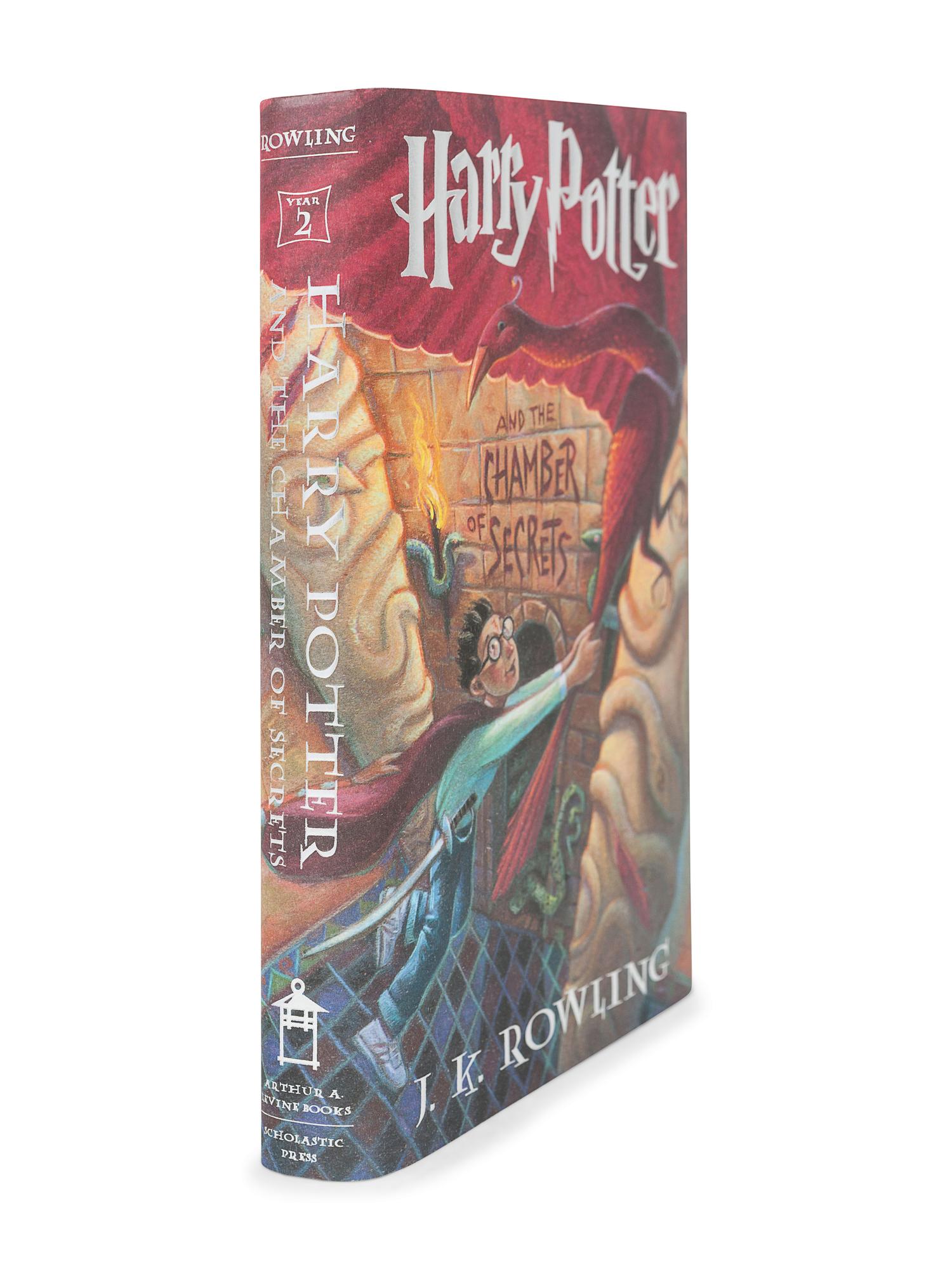 ROWLING, J.K. Harry Potter and the Chamber of Secrets. New York: Scholastic, 2002. Later American edition, with number sequence starting with 60 on copyright page. In a later dust jacket with "Year 2" on the spine, and priced "22.95. SIGNED BY ROWLING on title-page.