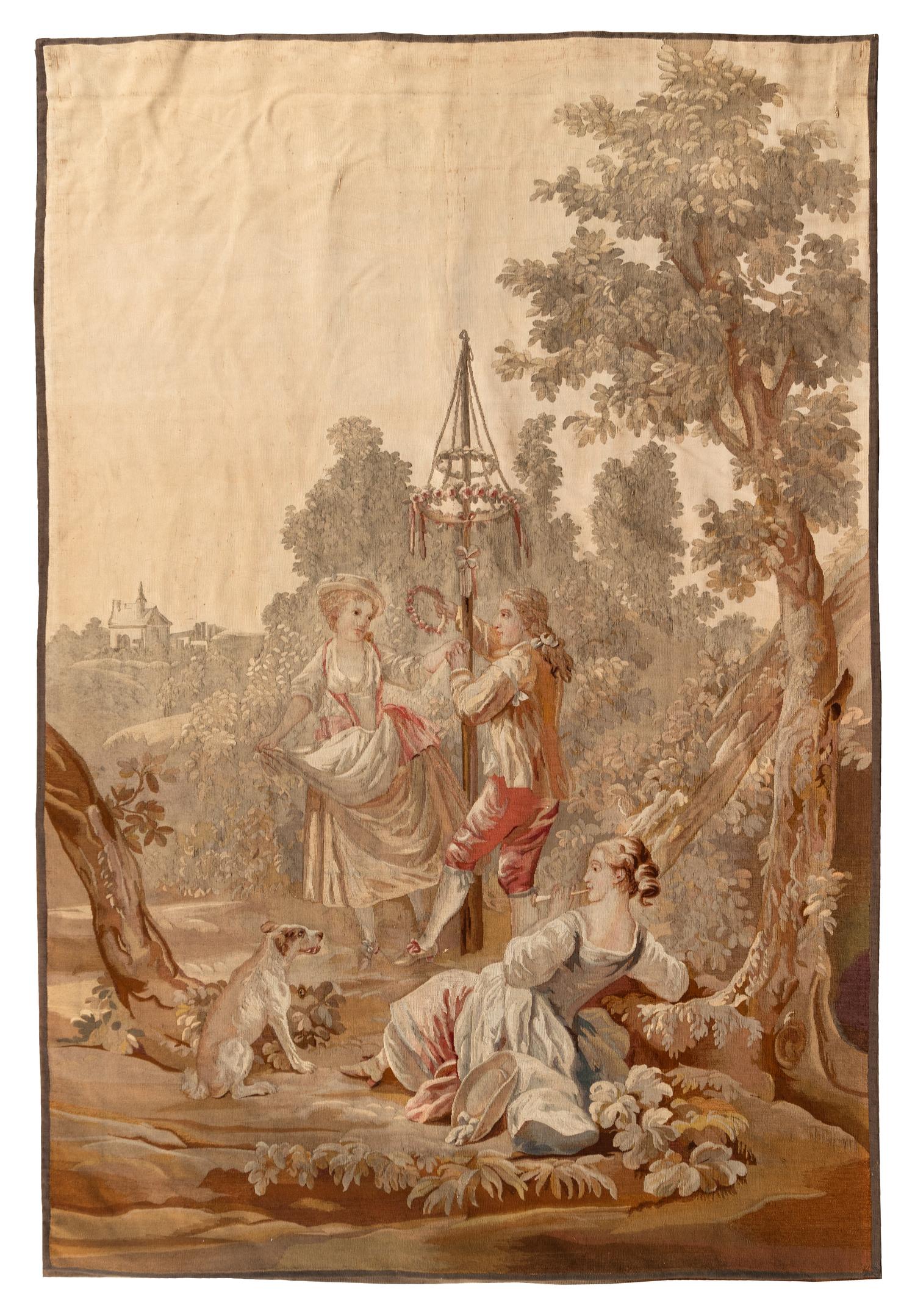 A Pair of Aubusson Wool Tapestries
