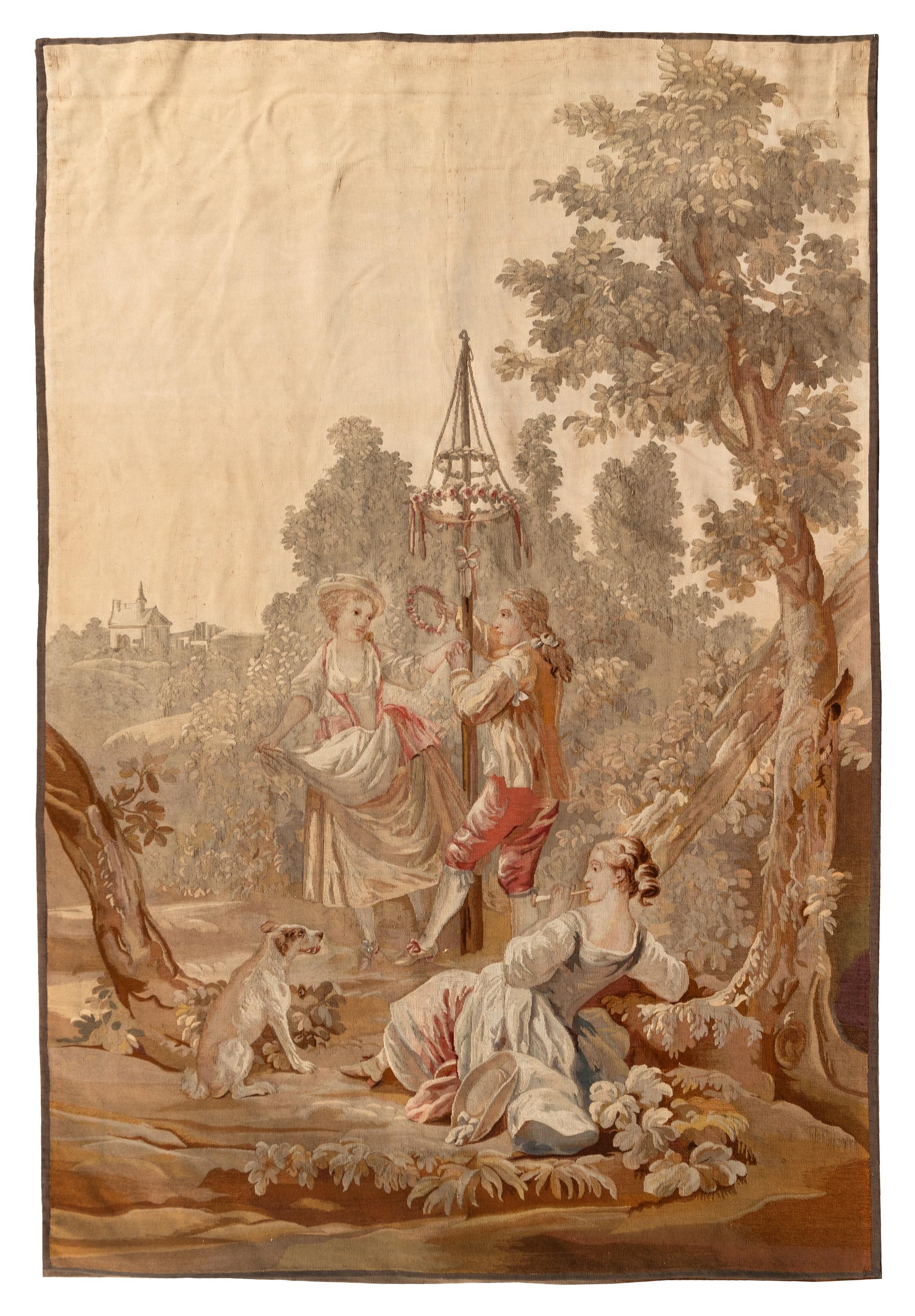 A Pair of Aubusson Wool Tapestries