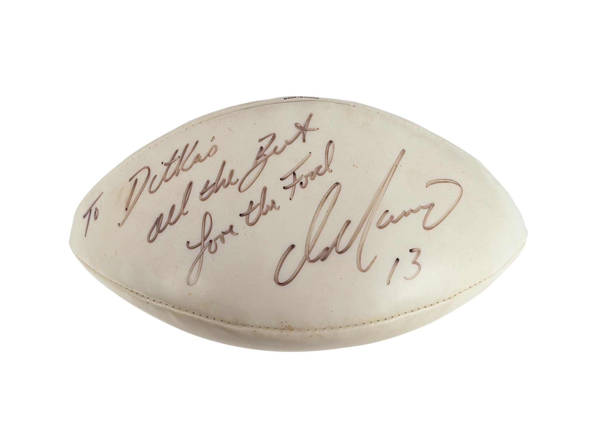 A Dan Marino Signed Autograph Football Gifted to Mike Ditka Formerly Displayed at Mike Ditka's Restaurant