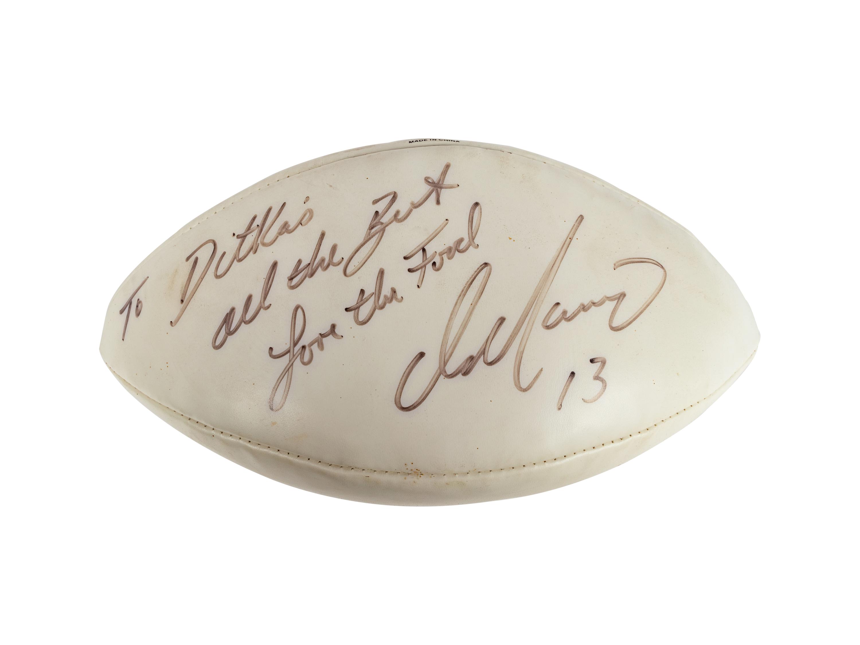 A Dan Marino Signed Autograph Football Gifted to Mike Ditka Formerly Displayed at Mike Ditka's Restaurant