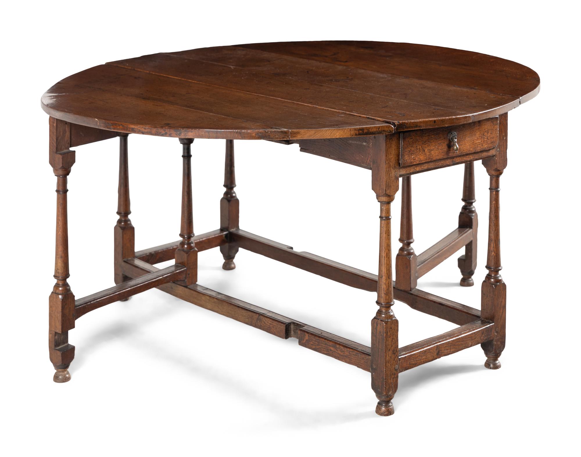 A William and Mary Style Oak Drop-Leaf Table