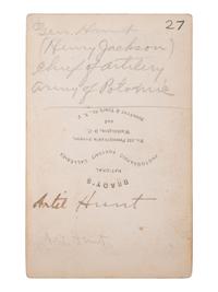 [CIVIL WAR - GETTYSBURG]. BRADY, Mathew (1822-1896), photographer. CDV of General Henry Jackson Hunt, Chief of Artillery, Army of Potomac. Washington, DC.
