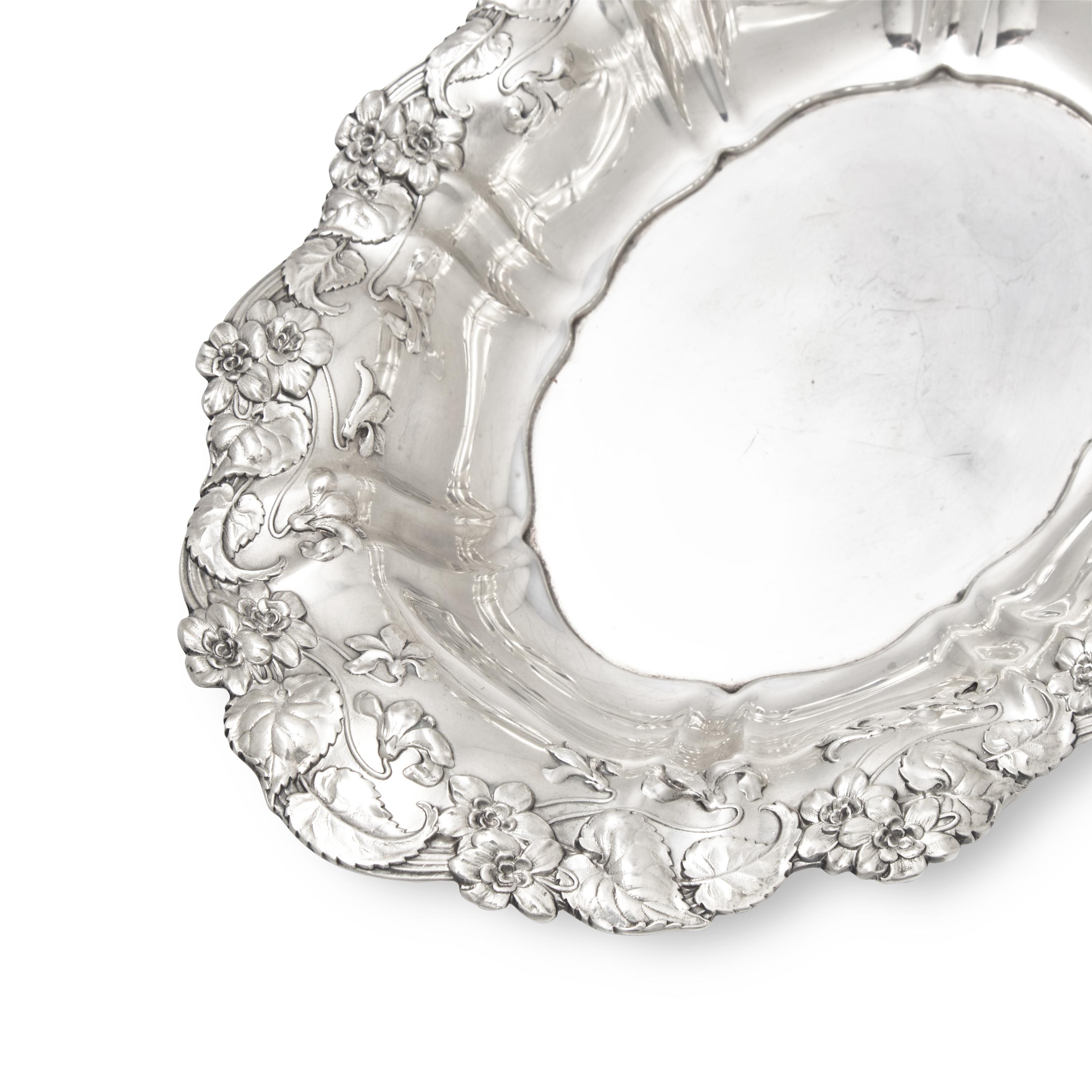 A Sterling Silver Floral Repousse Dish