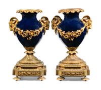 A Pair of Gilt Bronze Mounted Sèvres Style Porcelain Vases