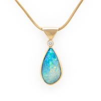 Peggie Robinson Designs, Opal Doublet, Diamond, and Yellow Gold Necklace