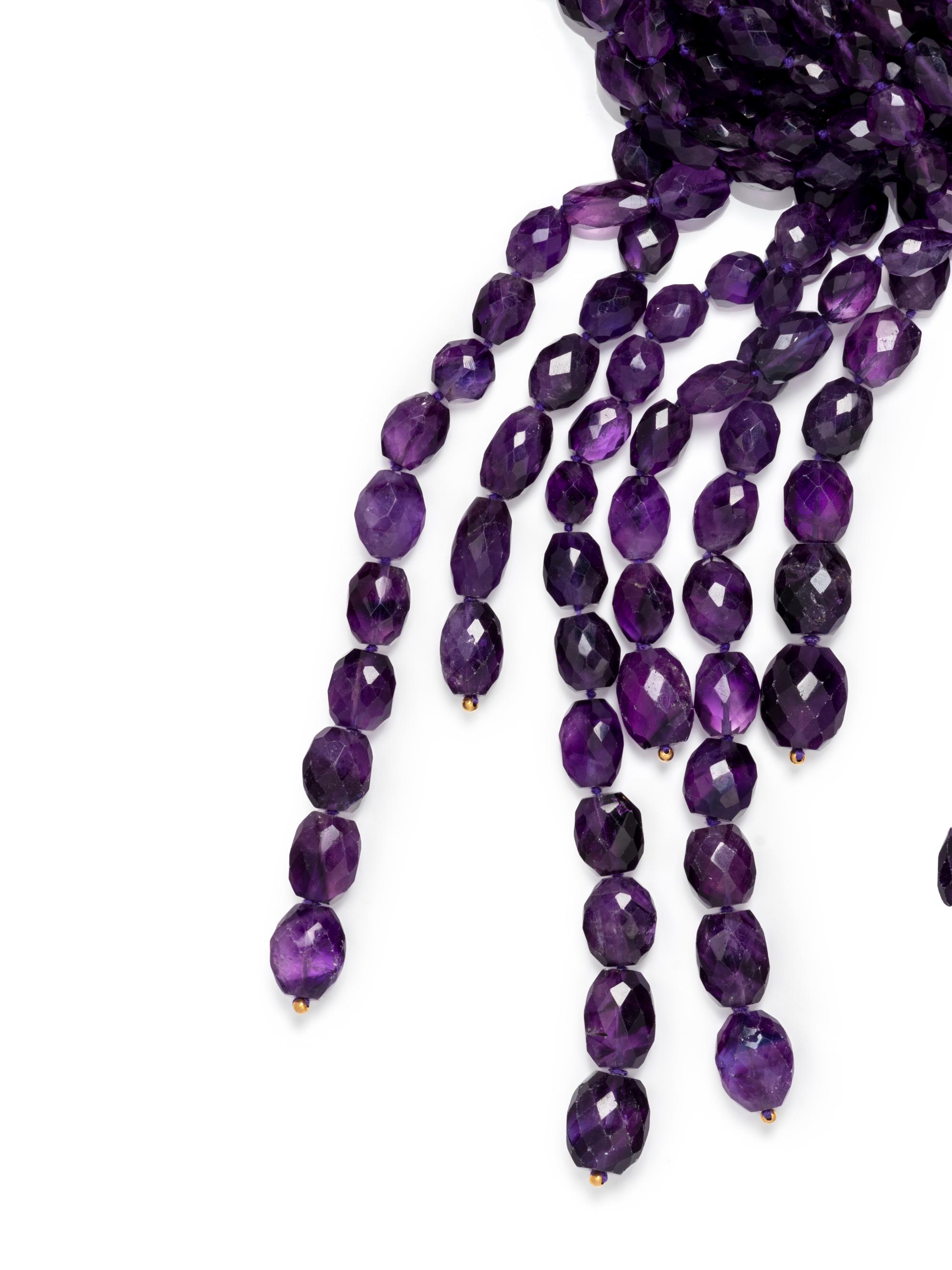 AMETHYST BEAD SCARF STYLE NECKLACE