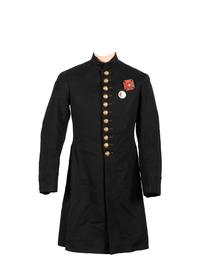 [CIVIL WAR]. GAR veteran's frock coat IDd to R.F. Woods with V Corps badge & Dept. of Iowa button.