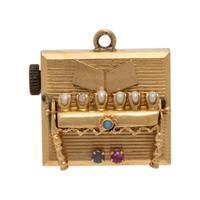Multigem and Yellow Gold Music Box Charm