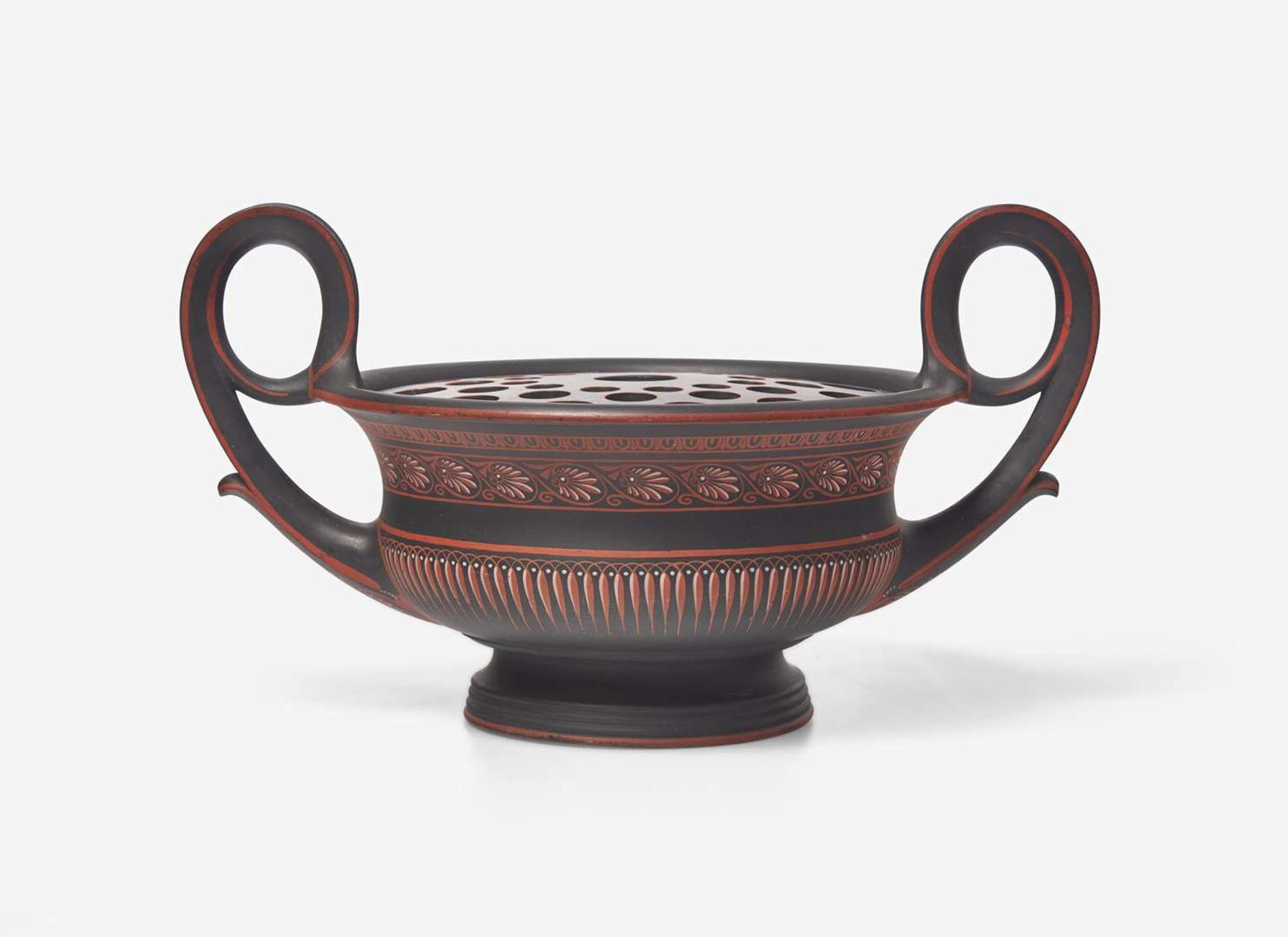 A Wedgwood Encaustic Decorated Black Basalt Pastille Burner, UK, circa 1805-15