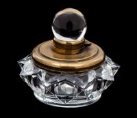 A Brass Mounted Glass Inkwell