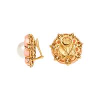 SEAMAN SCHEPPS, CULTURED SOUTH SEA PEARL, CORAL AND DIAMOND EARCLIPS