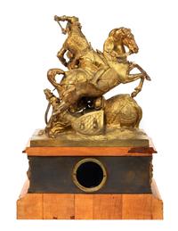 A Large French Gilt Bronze Figural Mantel Clock After Jean-François-Théodore Gechter (1796-1844)