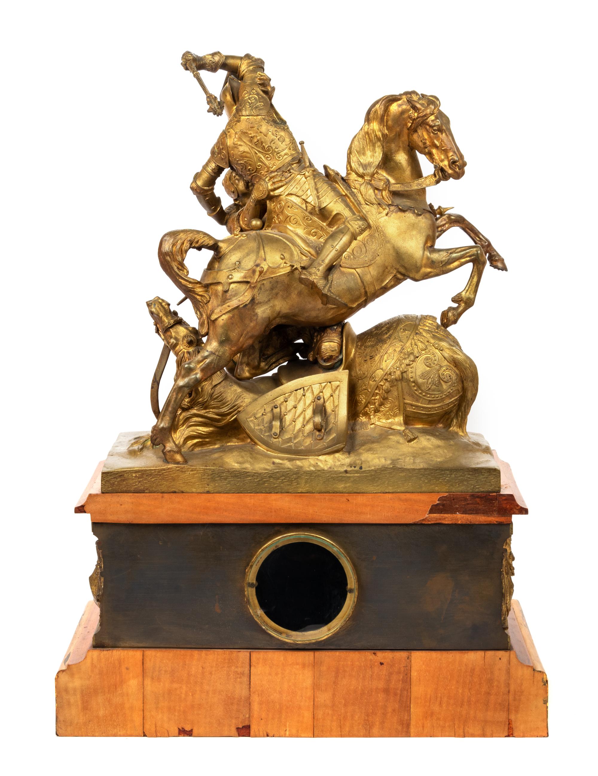 A Large French Gilt Bronze Figural Mantel Clock After Jean-François-Théodore Gechter (1796-1844)
