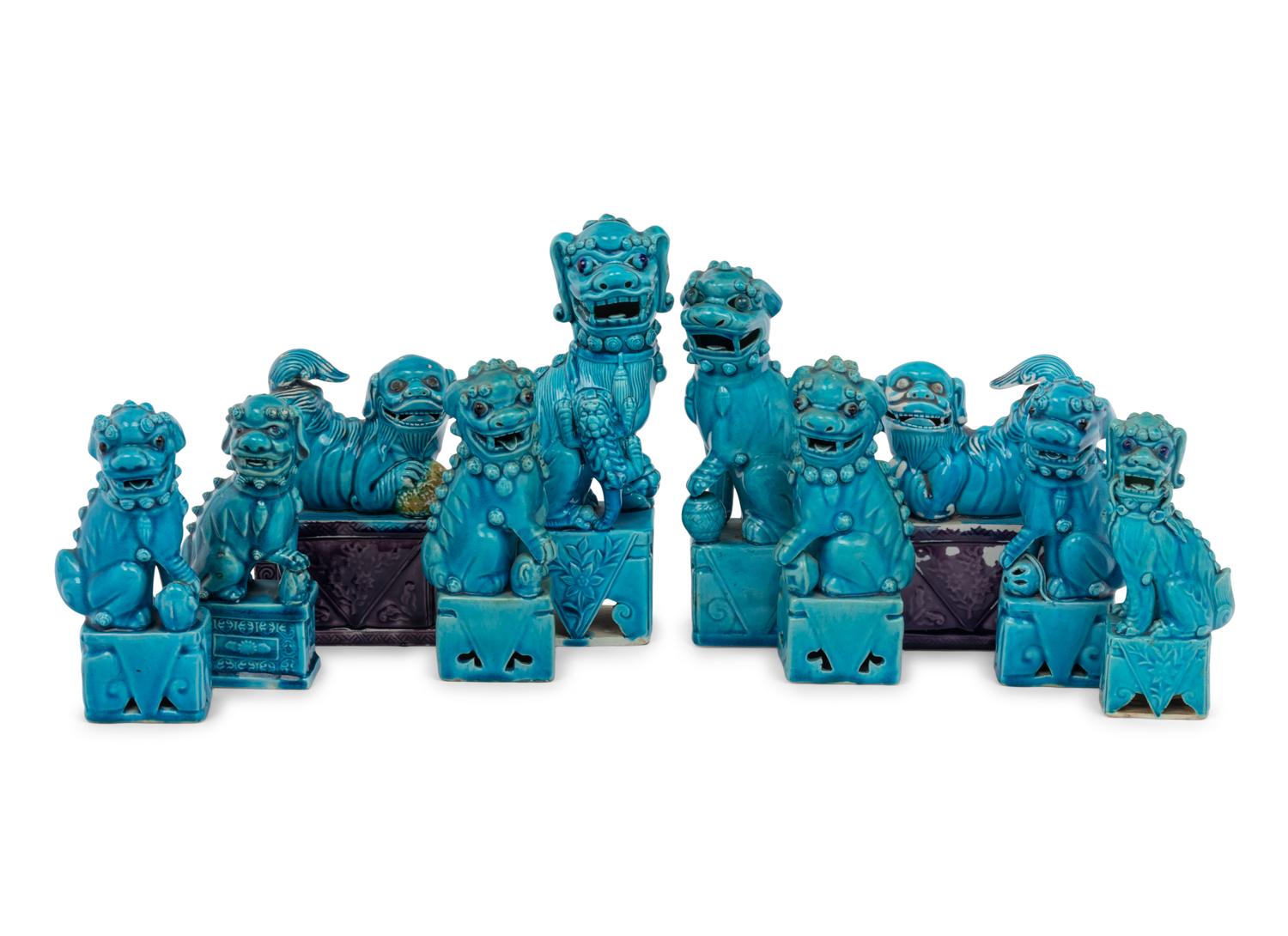 Five Pairs of Chinese Porcelain Figures of Fu Lions