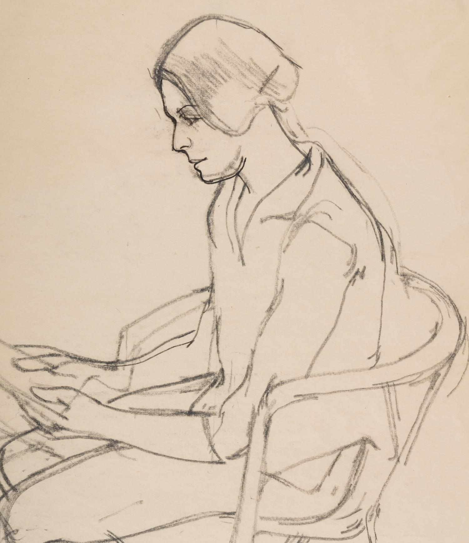 Girl Reading (Portrait of P. D. S.), 1961, Man Seated on a Folding Chair (Jordan Good #3), 1961, and Seated Woman Hand on Brow (Pat del Sasser), 1961 (a group of three works)