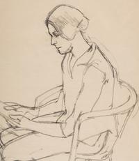 Girl Reading (Portrait of P. D. S.), 1961, Man Seated on a Folding Chair (Jordan Good #3), 1961, and Seated Woman Hand on Brow (Pat del Sasser), 1961 (a group of three works)