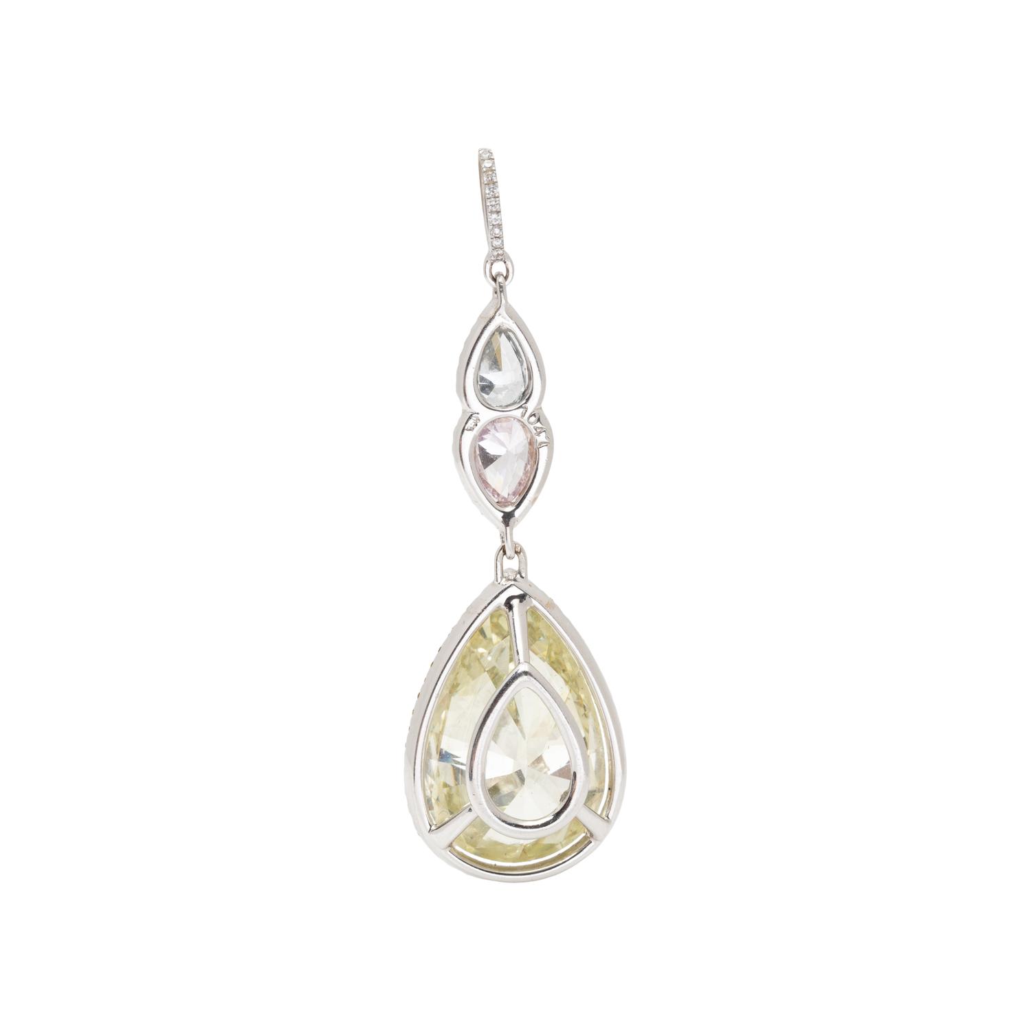 FANCY GREENISH YELLOW DIAMOND AND COLORED DIAMOND PENDANT