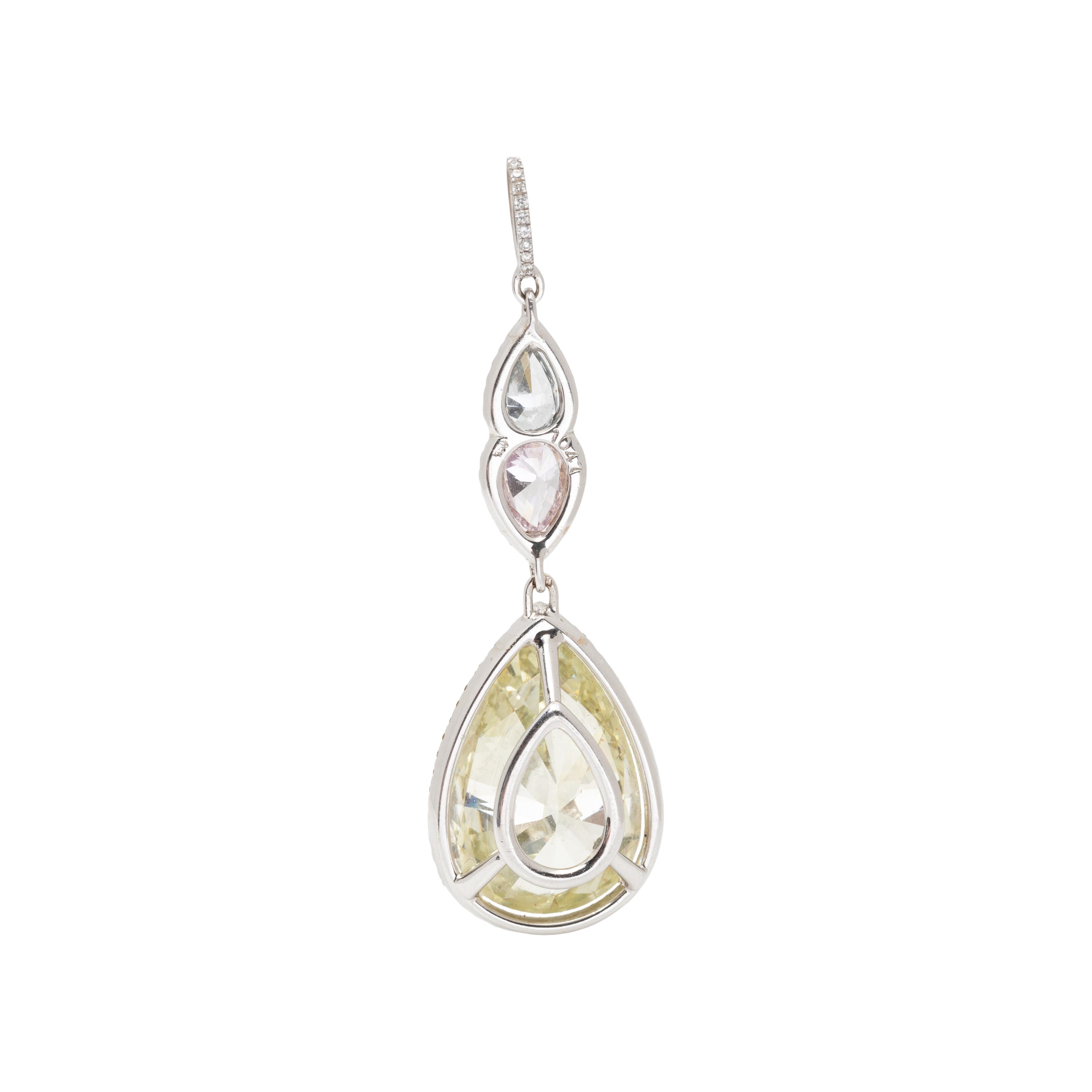 FANCY GREENISH YELLOW DIAMOND AND COLORED DIAMOND PENDANT