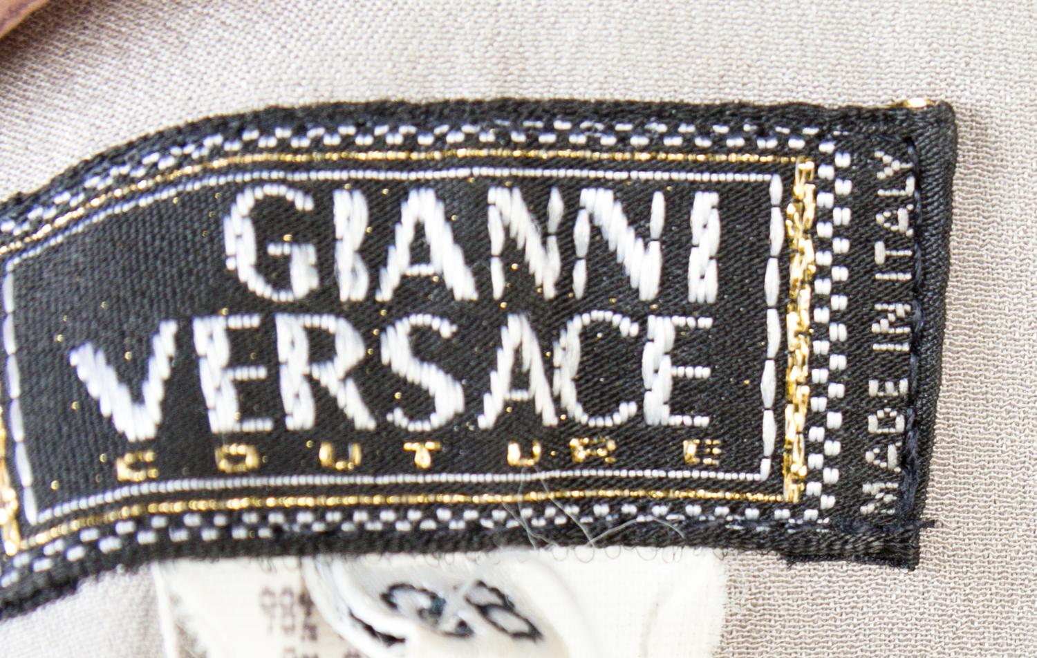 A Gianni Versace Silver Oroton Sleeveless Dress, Size 38.