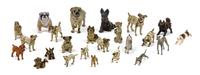 A Group of Twenty-Four Painted Bronzes depicting Various Dog Breeds Width of widest 2 3/4 inches.