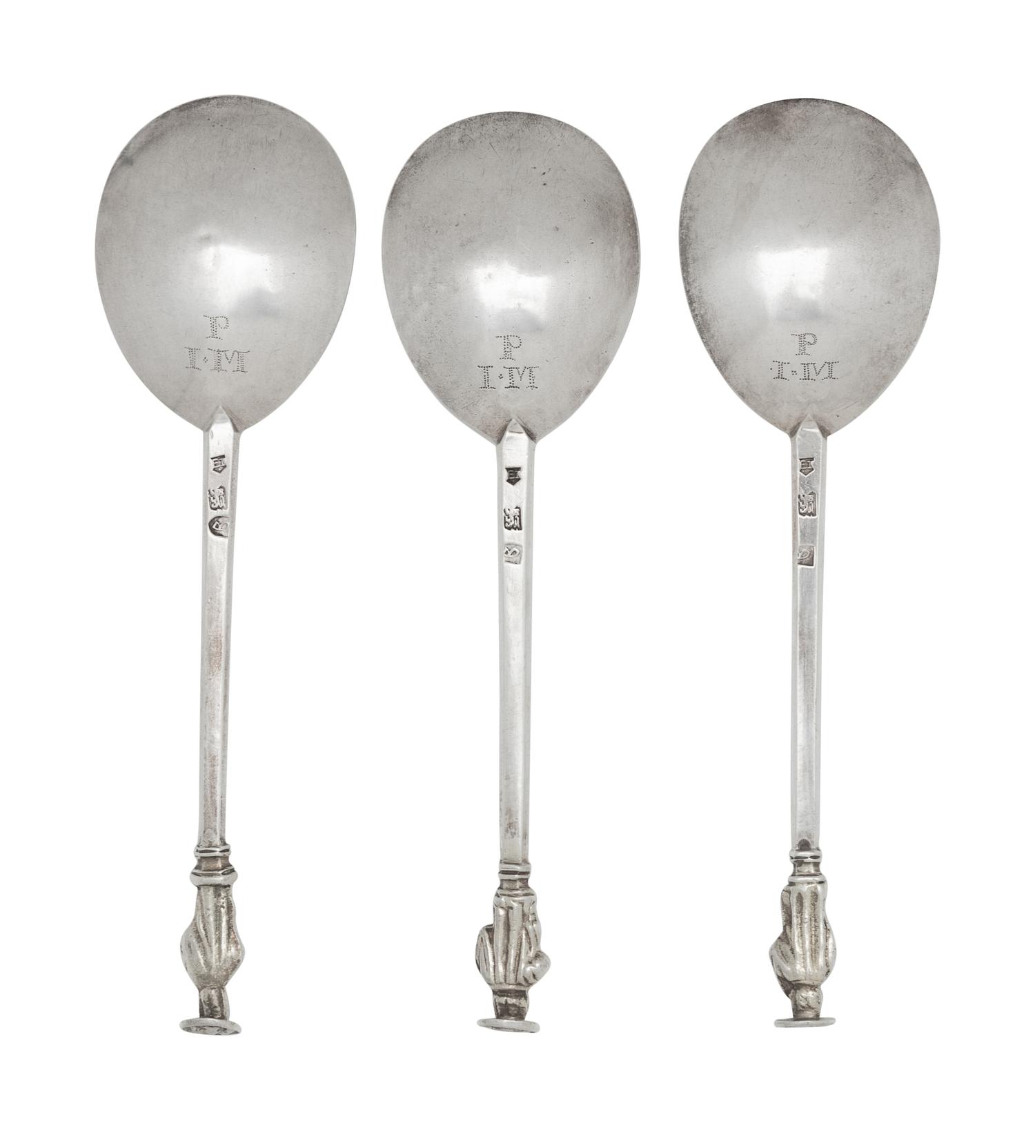 A Group of Three Charles II Silver Apostle Spoons