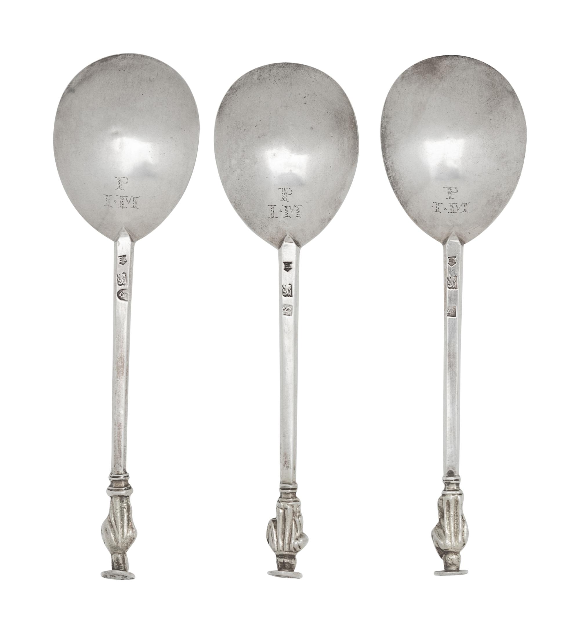 A Group of Three Charles II Silver Apostle Spoons