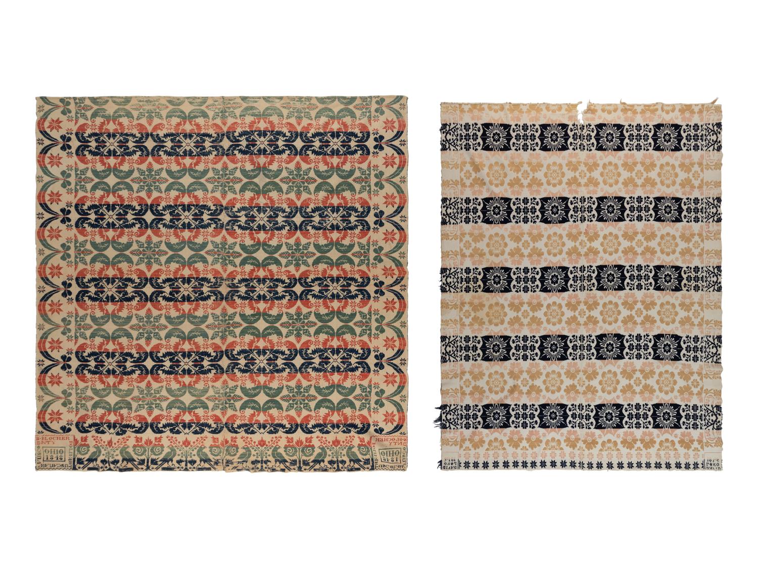 Two Cotton and Wool Jacquard Coverlets