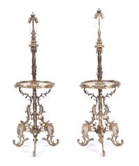 A Pair of Rococo Style Gilt Bronze and Onyx Lamp Tables — 20TH CENTURY