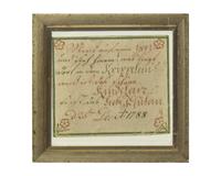 A Rare Moravian Fraktur Christmas Greeting, Attributed to the Christmas Card Artist, Probably Northampton County, Pennsylvania, Dated "1788"