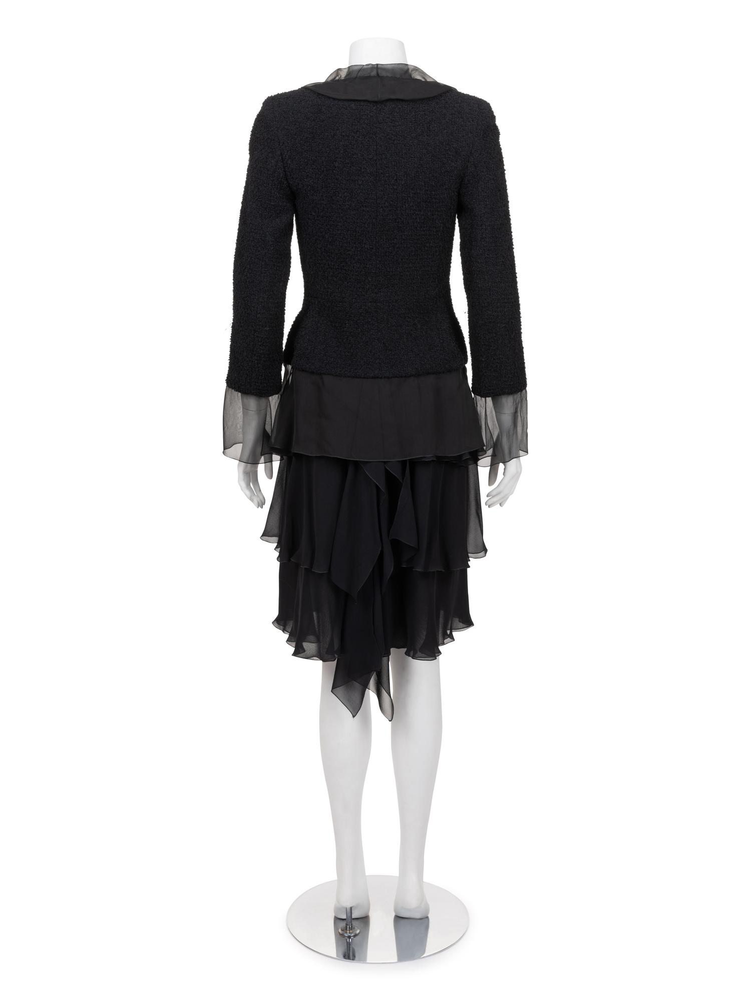 Chanel Tweed Jacket and Ruffled Skirt Ensemble, 2000