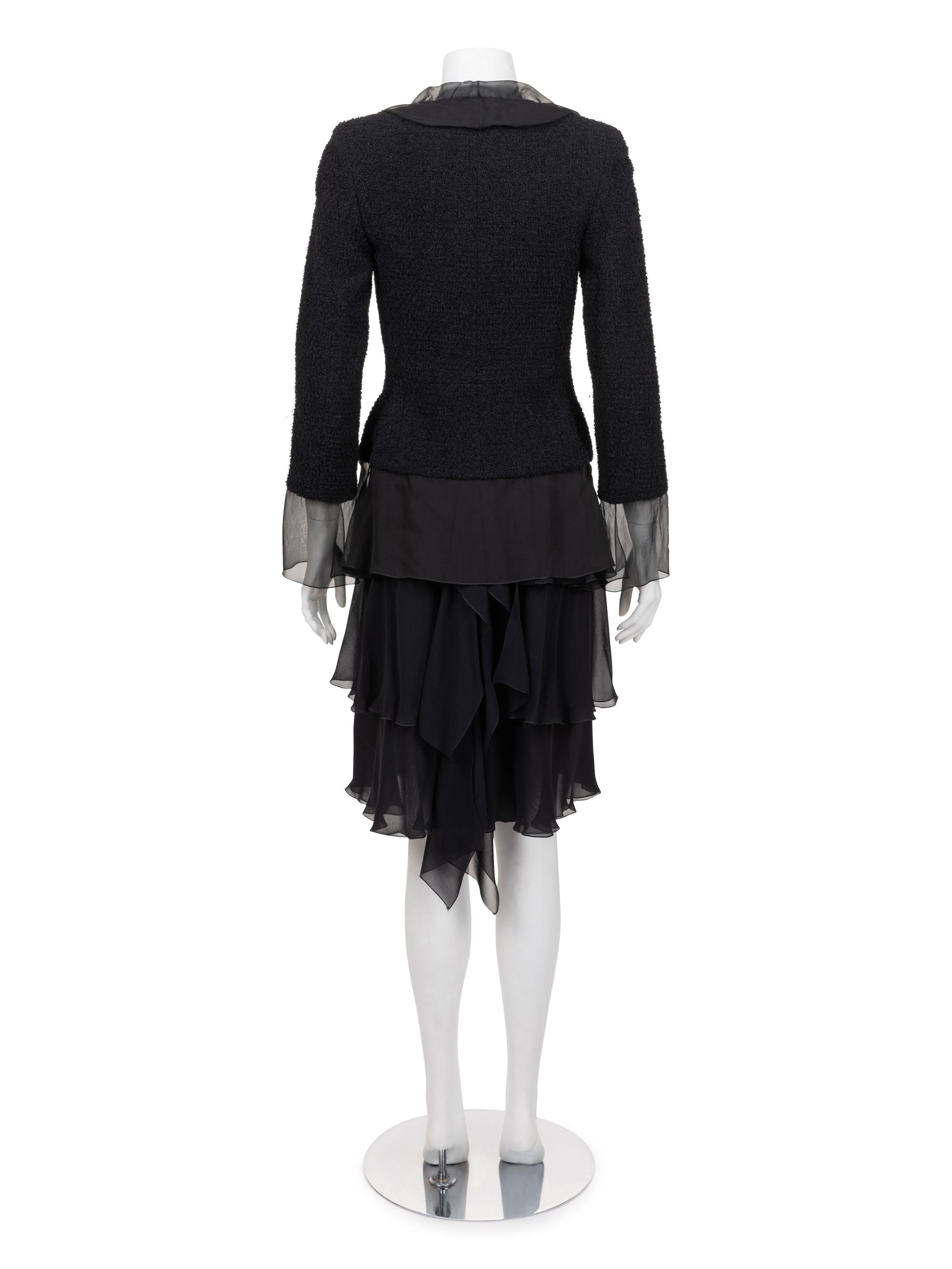 Chanel Tweed Jacket and Ruffled Skirt Ensemble, 2000