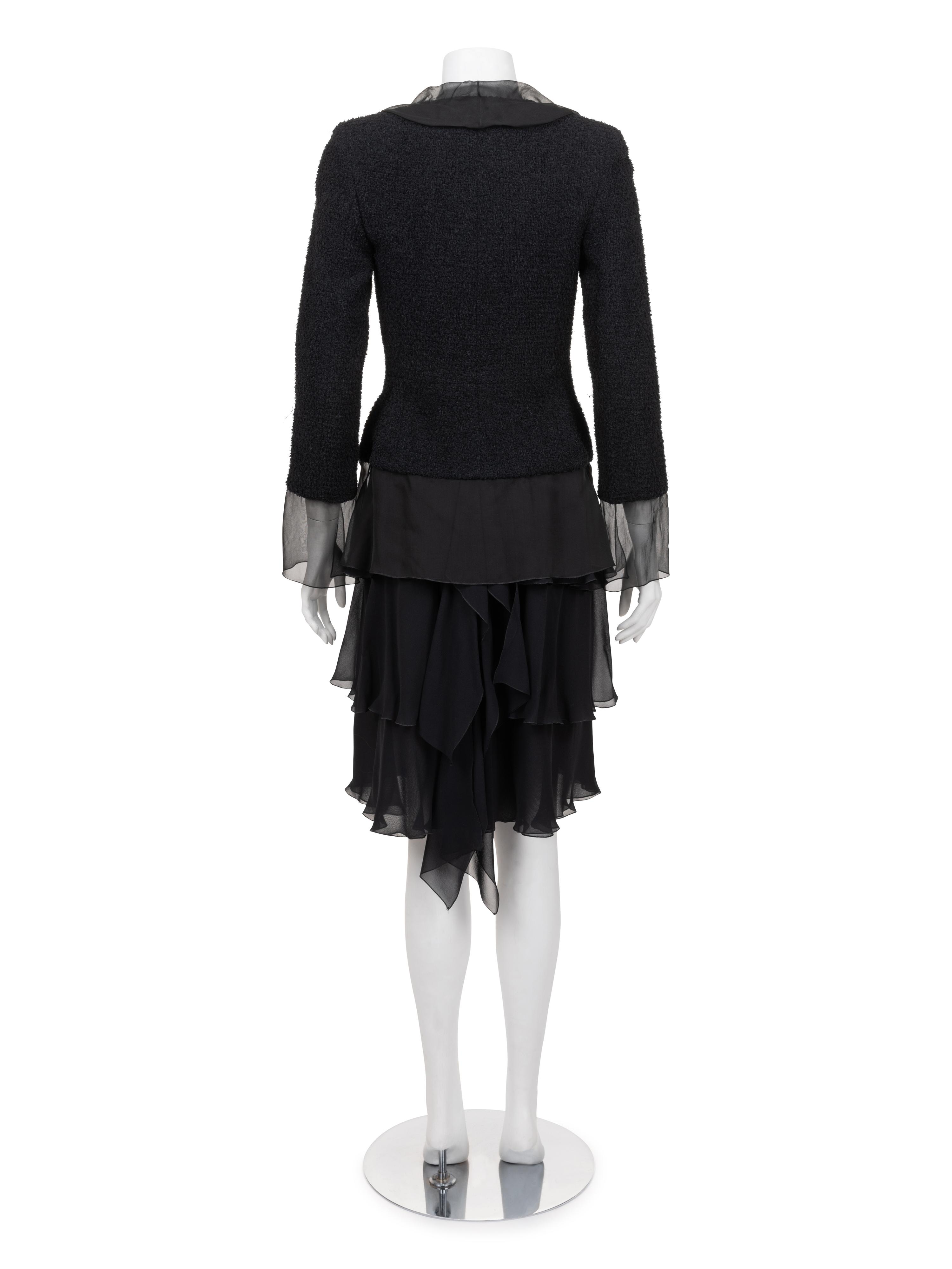 Chanel Tweed Jacket and Ruffled Skirt Ensemble, 2000