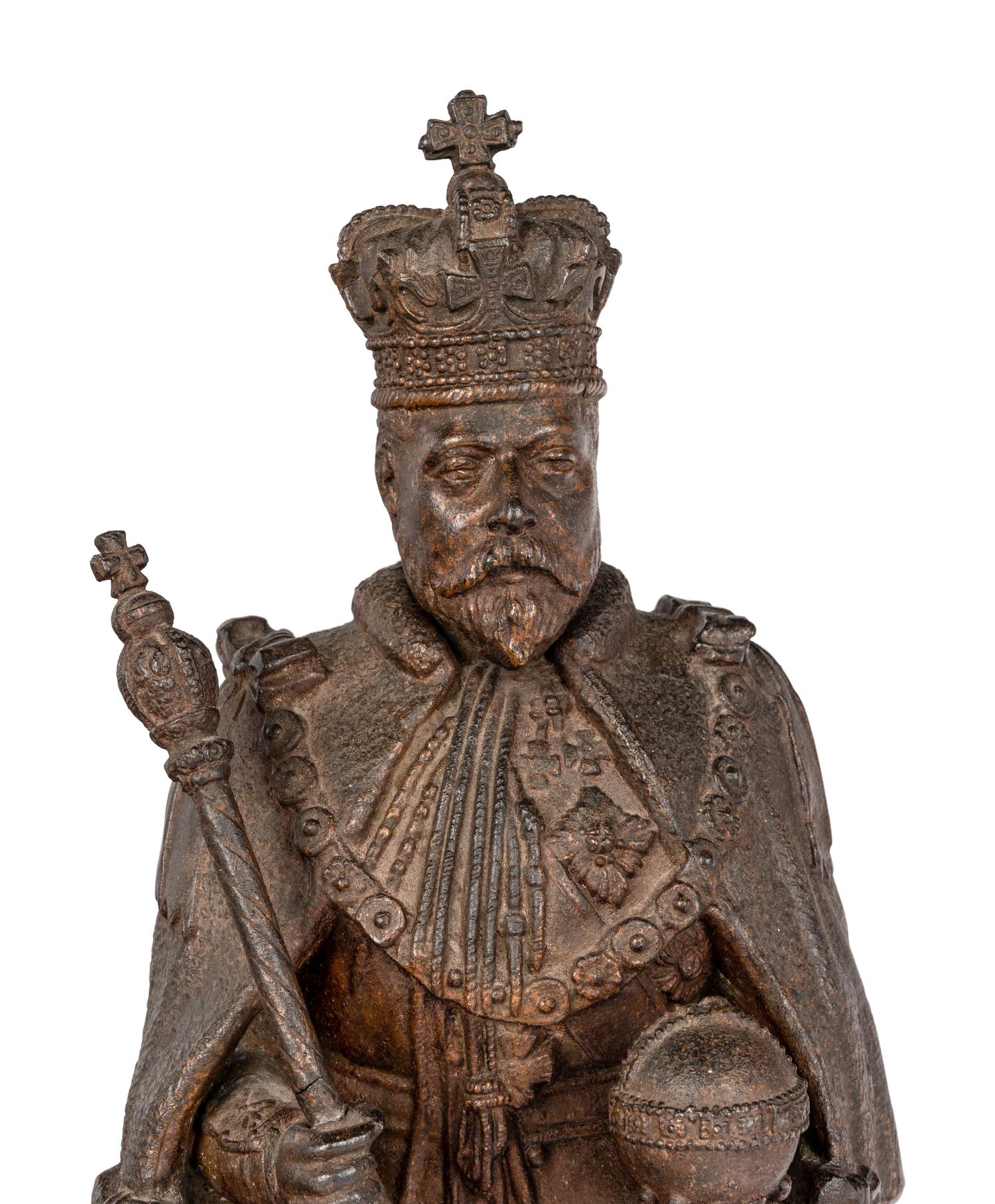 A Pair of Edwardian Cast Metal Commemorative Models of Edward VII and Queen Alexandra