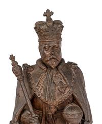 A Pair of Edwardian Cast Metal Commemorative Models of Edward VII and Queen Alexandra