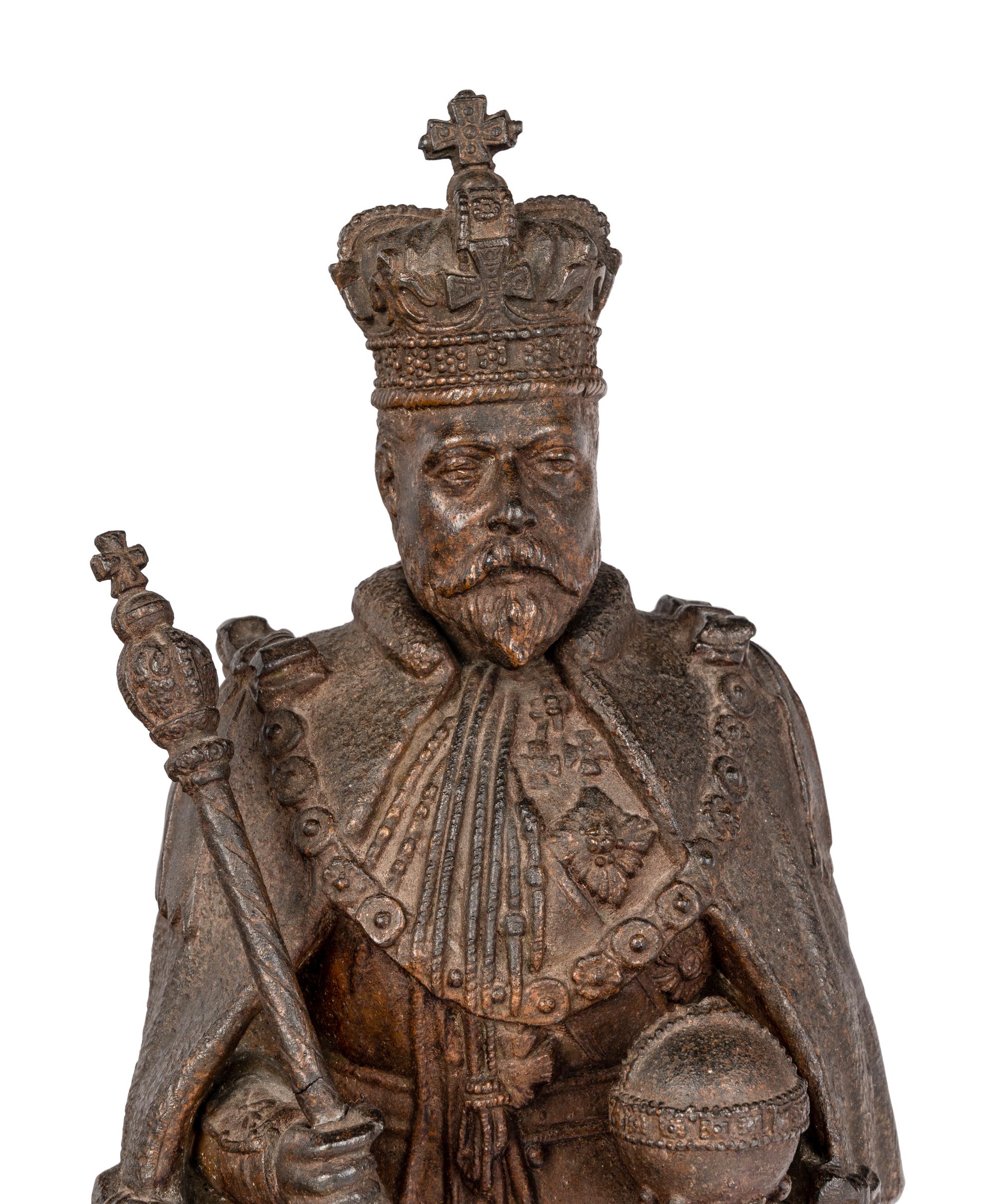 A Pair of Edwardian Cast Metal Commemorative Models of Edward VII and Queen Alexandra