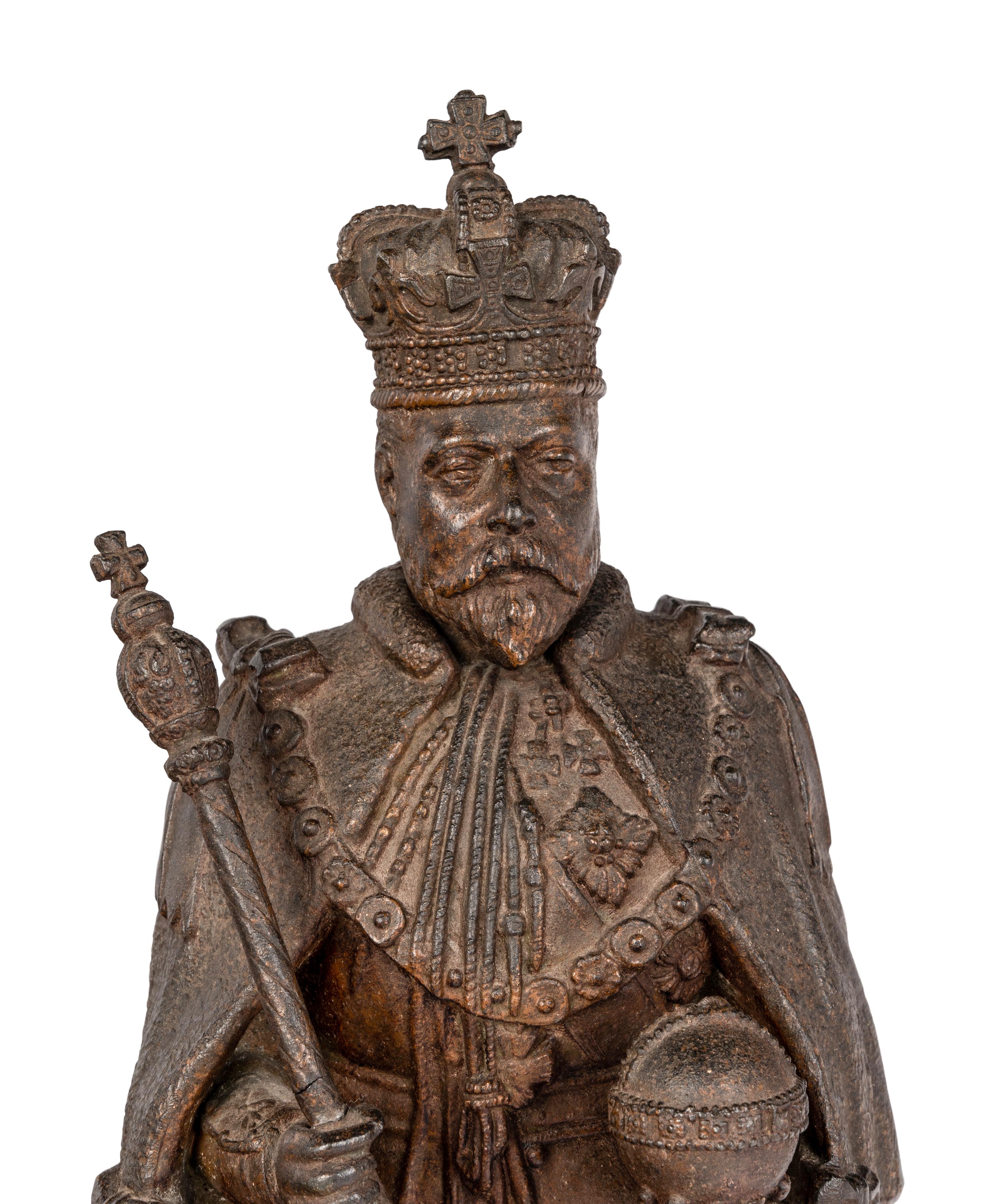A Pair of Edwardian Cast Metal Commemorative Models of Edward VII and Queen Alexandra