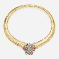 A 14K Yellow Gold and Gemstone Necklace