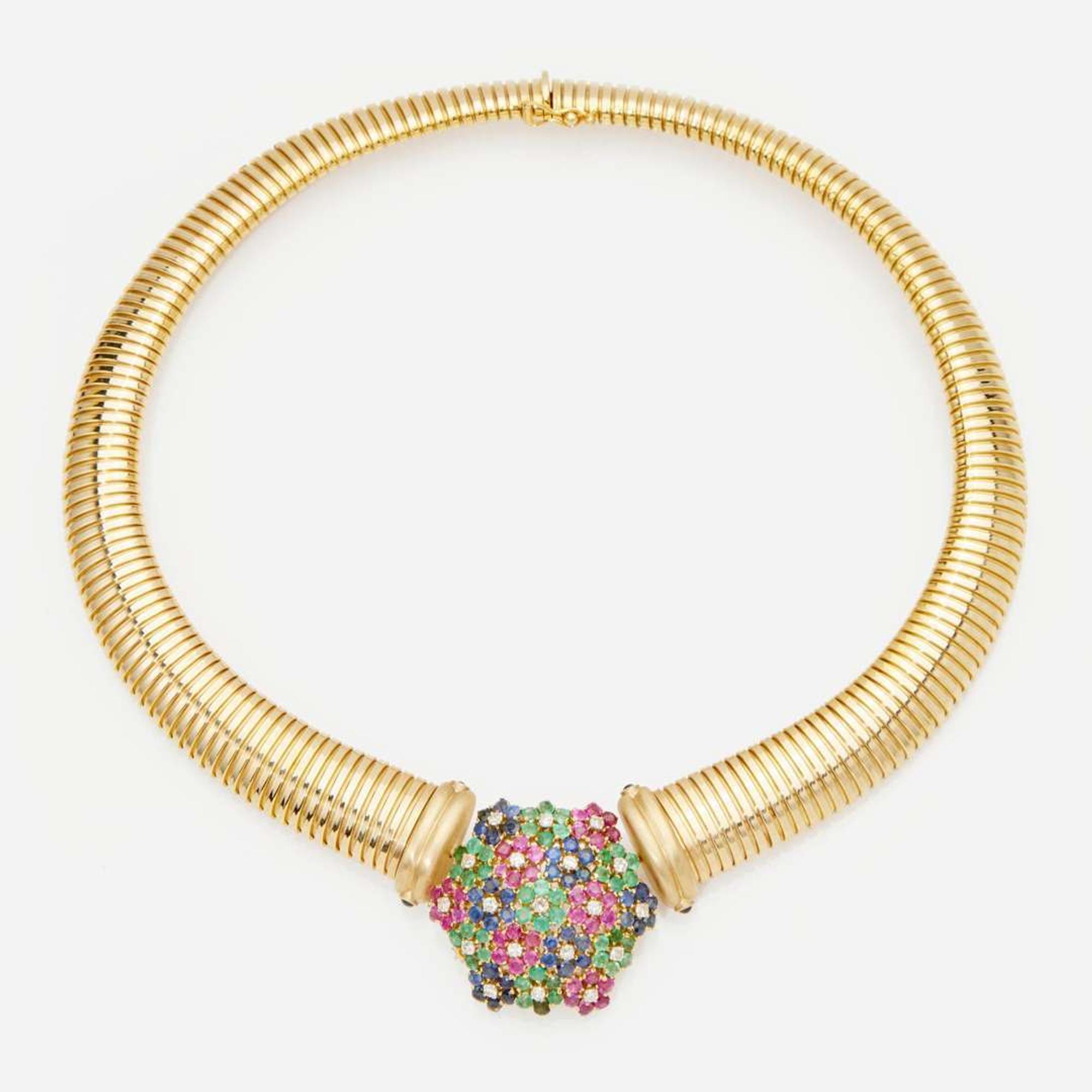 A 14K Yellow Gold and Gemstone Necklace