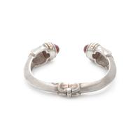 STERLING SILVER, YELLOW GOLD AND GEMSTONE CUFF BRACELET