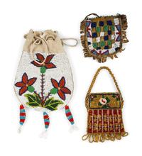 Cheyenne Youth's Moccasins AND Plains Beaded Bags