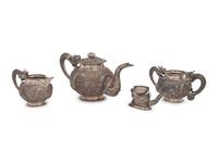 Four Chinese and Vietnamese Export Silver Tea Wares