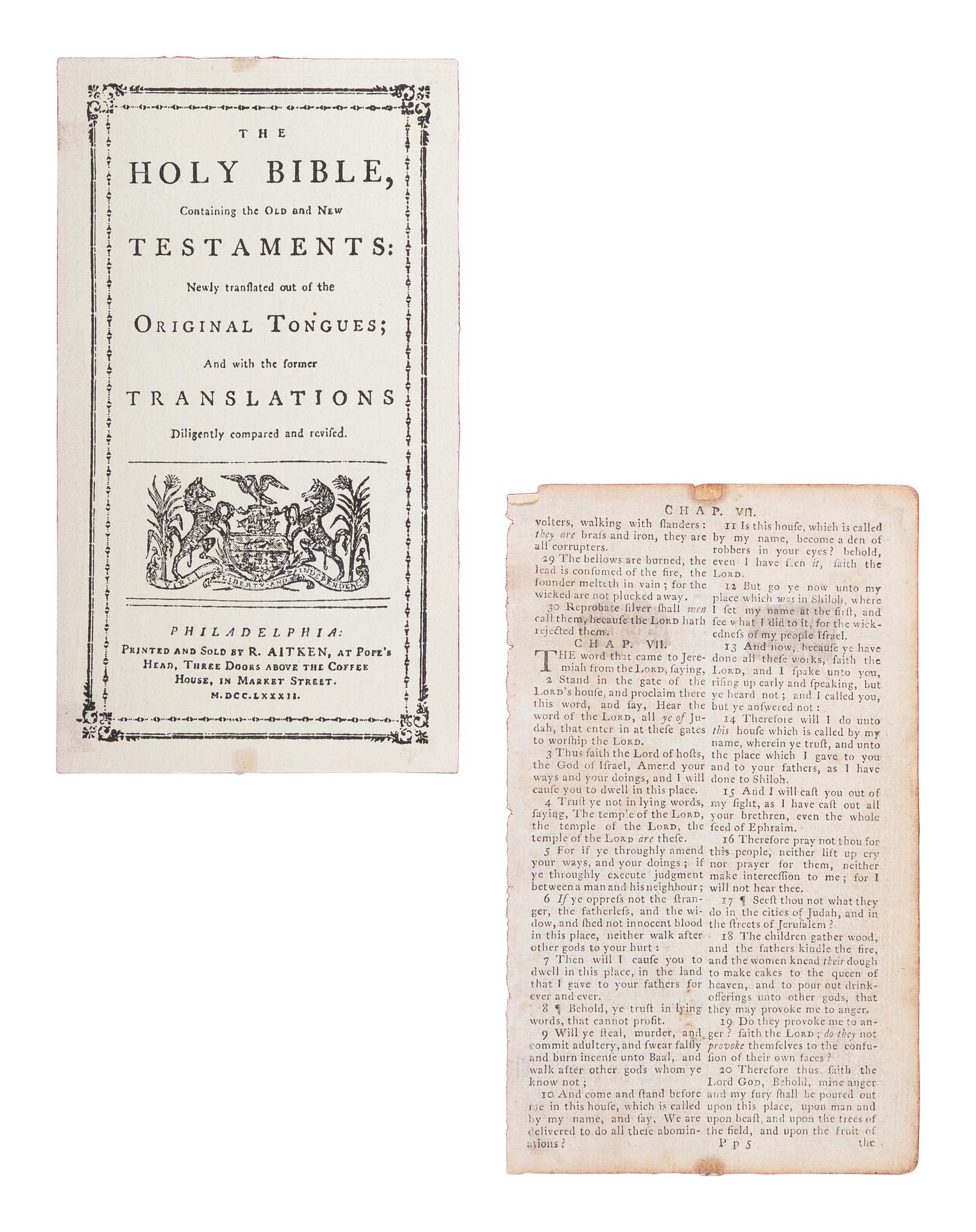 [BIBLE LEAVES - AMERICAN PUBLISHERS]. A group of 11 Bible leaves, comprising: